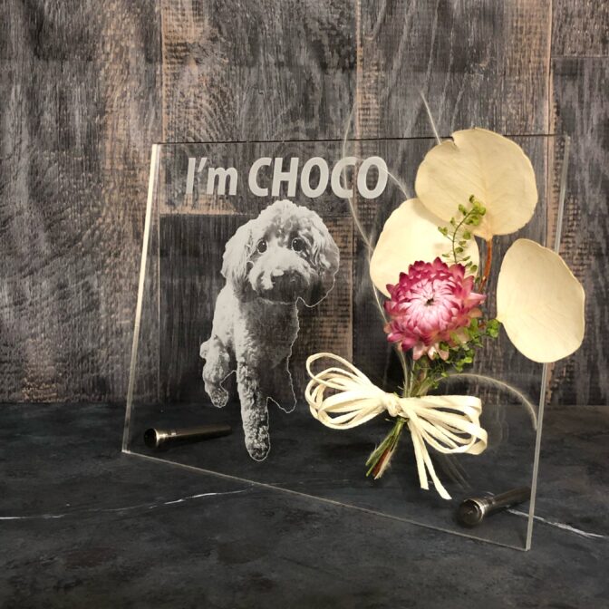 アクリルフォトプレートミニブーケ付き